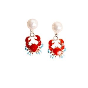 Red and Blue Crab Earrings